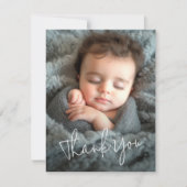 Modern script baby aankondiging foto dank u (Voorkant)