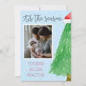 Modern Script Baby Aankondiging Kerstfoto (Voorkant)