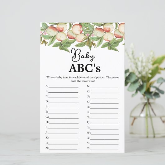 Modern script Baby Abc's baby shower spel (Staand voorkant)