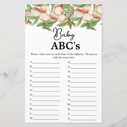 Modern script Baby Abc's baby shower spel (Voorkant)
