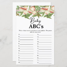 Modern script Baby Abc's baby shower spel