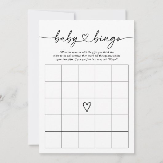 Modern Script Baby Bingo Baby shower spel Kaart (Voorkant)