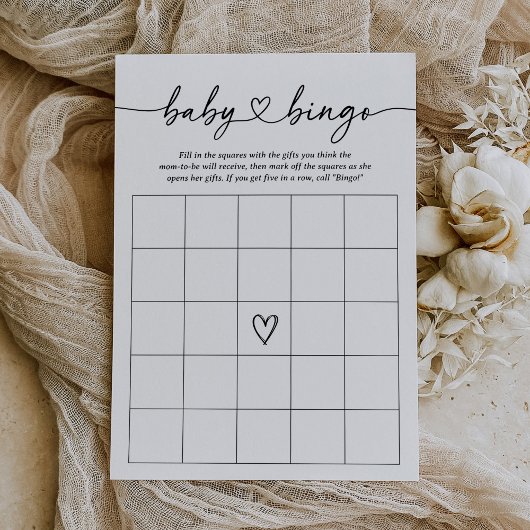 Modern Script Baby Bingo Baby shower spel Kaart