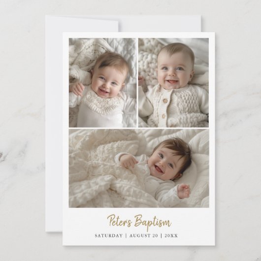 Modern script Baby Boy of Girl Three Fotodoop Kaart (Voorkant)