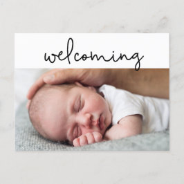 Modern Script Baby Foto Geboorte Aankondiging Kaar