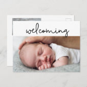 Modern Script Baby Foto Geboorte Aankondiging Kaar (Voorkant / Achterkant)