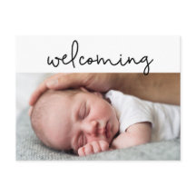 Modern Script Baby Foto Geboorte Aankondiging Kaar