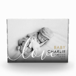 Modern Script Baby Geboortestatistieken Fotoblokken