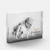 Modern Script Baby Geboortestatistieken Fotoblokken (Links)