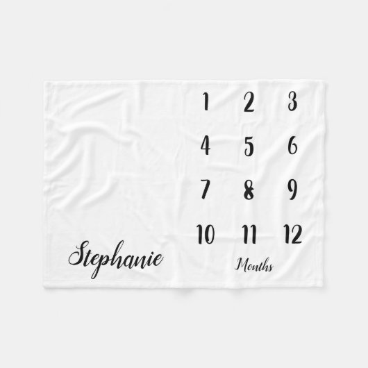 Modern Script Baby Milestone babydeken Fleece Deken (Voorkant (Horizontaal))