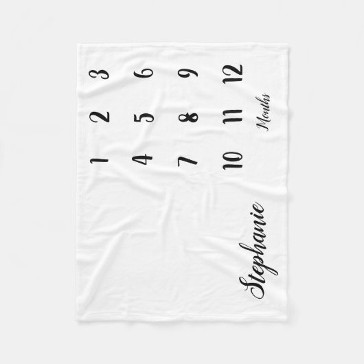 Modern Script Baby Milestone babydeken Fleece Deken (Voorkant)