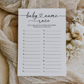 Modern Script Baby Naam Race Baby shower Game Kaart