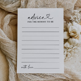 Modern Script Baby shower Advies Kaart