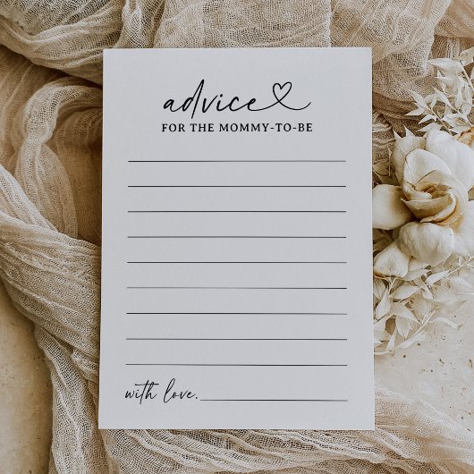 Modern Script Baby shower Advies Kaart