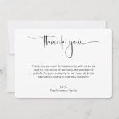 Modern Script-Baby shower-bedankkaart Kaart (Voorkant)