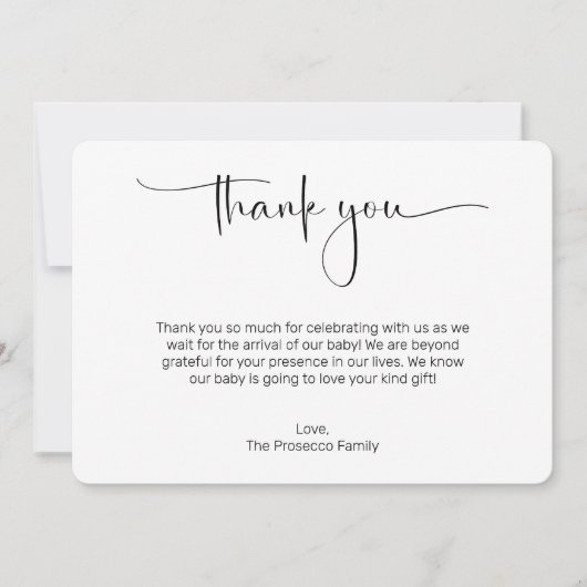 Modern Script-Baby shower-bedankkaart Kaart (Voorkant)