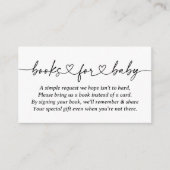 Modern Script Baby shower Boeken voor Baby Informatiekaartje (Voorkant)