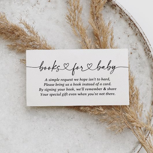 Modern Script Baby shower Boeken voor Baby Informatiekaartje