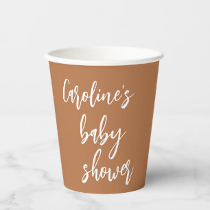 Modern Script Baby shower Custom Trendy Terracotta Papieren Bekers