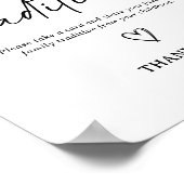 Modern Script Baby shower Family Traditions Sign Poster (Hoek)