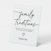 Modern Script Baby shower Family Traditions Sign Reclamebord Met Voetstuk (Voorkant)