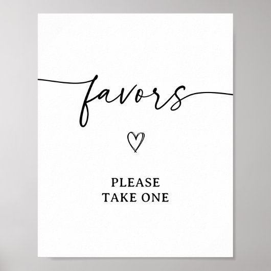 Modern Script Baby shower Favors Sign Poster (Voorkant)