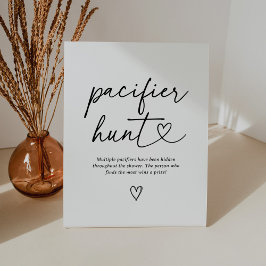 Modern Script Baby shower Fopspeen Hunt Teken Reclamebord Met Voetstuk