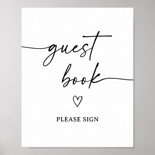 Modern Script Baby shower Gastenboek Sign Poster (Voorkant)