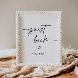 Modern Script Baby shower Gastenboek Sign Poster