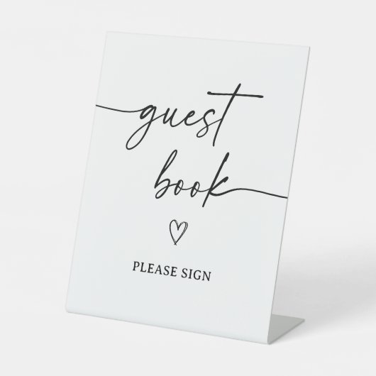 Modern Script Baby shower Gastenboek Sign Reclamebord Met Voetstuk (Voorkant)