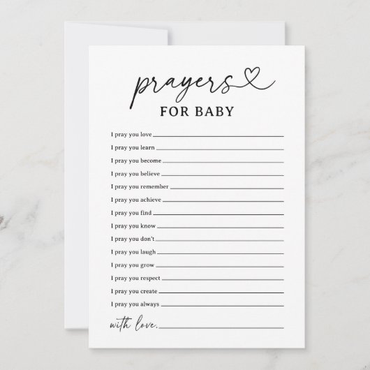 Modern Script Baby shower Gebed voor Baby Kaart (Voorkant)