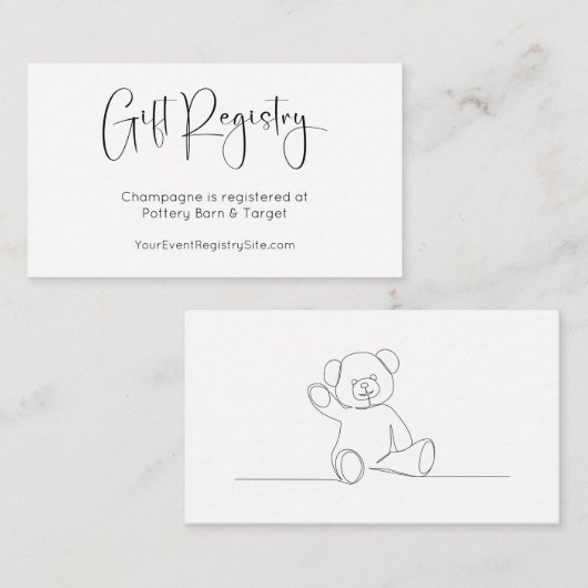 Modern Script Baby shower Gift Registry Informatiekaartje (Voorkant / Achterkant)