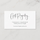 Modern Script Baby shower Gift Registry Informatiekaartje (Voorkant)