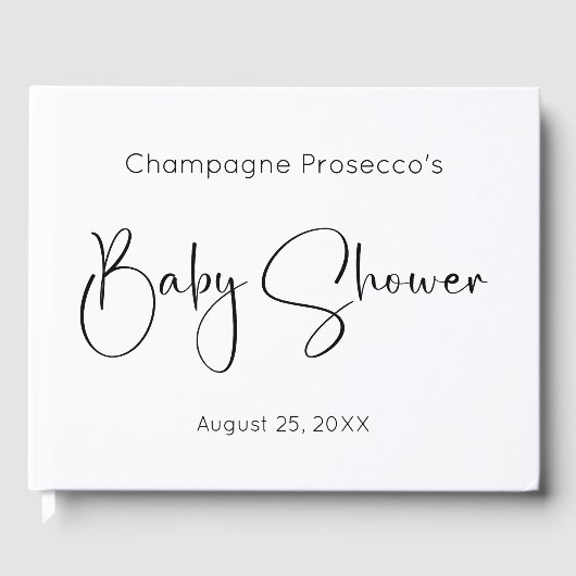 Modern Script Baby shower Guestbook Gastenboek (Voorkant)