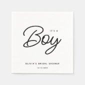 Modern script Baby shower Het is een jongen Servet (Voorkant)