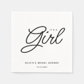 Modern script Baby shower Het is een meisje Servet (Voorkant)