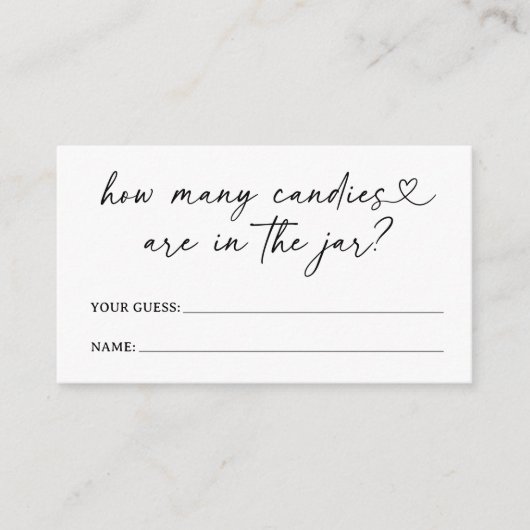 Modern Script Baby shower Hoeveel Snoepjes Kaarten (Voorkant)