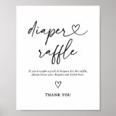 Modern Script Baby shower Luier Raffle Sign Poster (Voorkant)