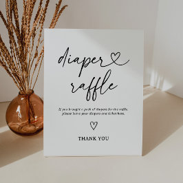 Modern Script Baby shower Luier Raffle Sign Reclamebord Met Voetstuk