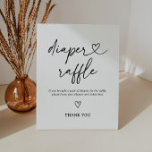 Modern Script Baby shower Luier Raffle Sign Reclamebord Met Voetstuk