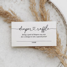 Modern Script Baby shower Luier Raffle Ticket