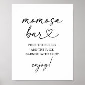 Modern Script Baby shower Momosa Bar Sign Poster (Voorkant)
