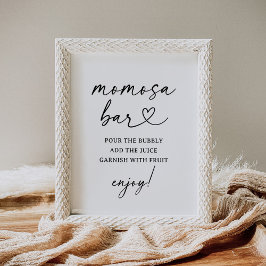 Modern Script Baby shower Momosa Bar Sign Poster