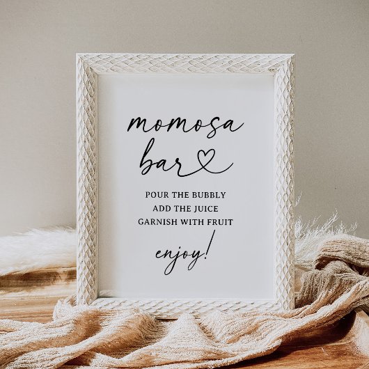 Modern Script Baby shower Momosa Bar Sign Poster