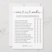 Modern Script Baby shower Over of Onder Game Kaart (Voorkant)