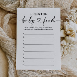 Modern script Baby shower raden de Baby Food Kaart