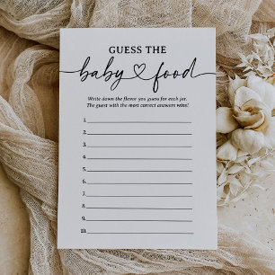 Modern script Baby shower raden de Baby Food Kaart
