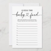 Modern script Baby shower raden de Baby Food Kaart (Voorkant)