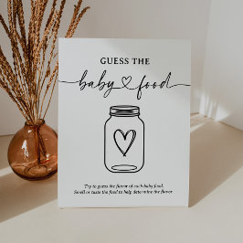 Modern script Baby shower raden het Baby Food teke Reclamebord Met Voetstuk