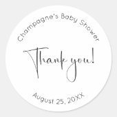 Modern Script-Baby shower Ronde Sticker (Voorkant)